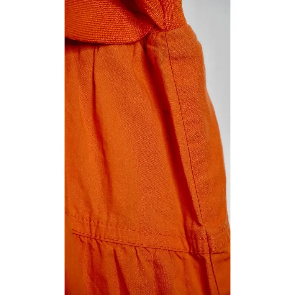 Derek Lam 10 Crosby Orange Midi Dress V-Neck Sleeveless Pull-On Sz M - Picture 5 of 11